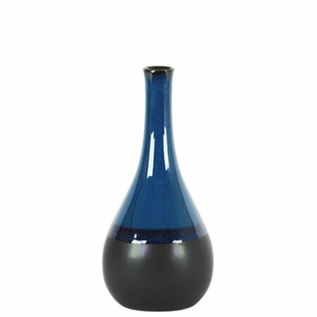 URBAN TRENDS COLLECTION Stoneware Bellied Round Vase with Small Mouth, Blue 11429